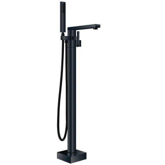 Cube Freestanding Bath Mixer Tap with Hand Shower – Black  