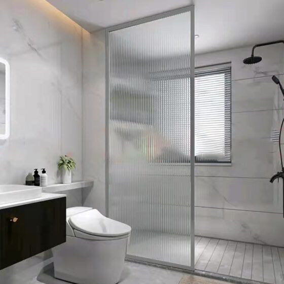 brushed-frame-fluted-glass-panel-bathroom