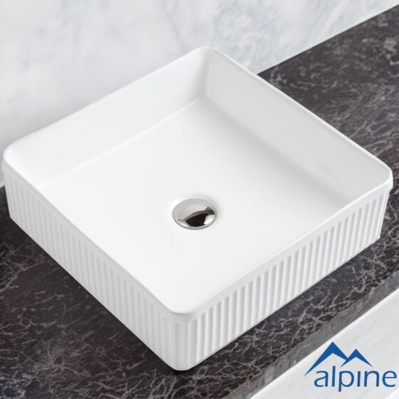 331-Square Fluted Vessel-White-local-Alpine 331-Square Fluted Vessel-White-local-Alpine