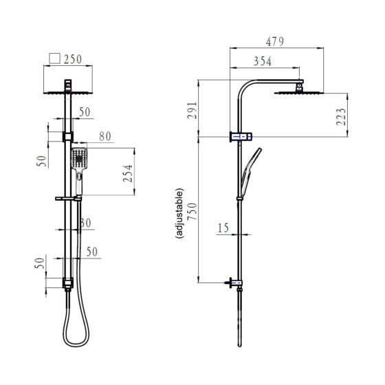 104108 square twin shower on rail 104108 square twin shower on rail