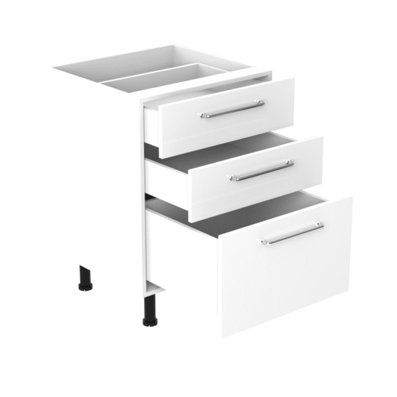 60cm-3-drawer-base-cabinet-cosmic-chrome-Handle-open 60cm-3-drawer-base-cabinet-cosmic-chrome-Handle-open