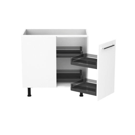 90cm-magic-corner-pull-out-cabinet-left-sky-chrome-Handle-open 90cm-magic-corner-pull-out-cabinet-left-sky-chrome-Handle-open