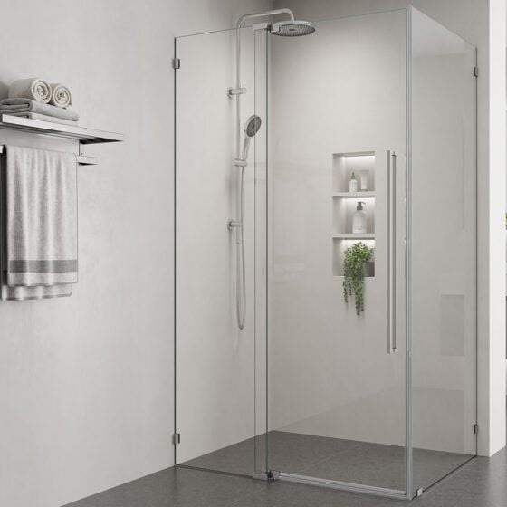 Alpine Frameless Pivot Door and Return 50cm fixed Alpine Frameless Pivot Door and Return 50cm fixed
