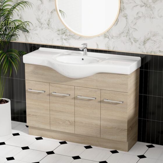 Jessica Semi-Recessed PVC Vanity Unit 120cm R-Oak Jessica PVC Semi-Recessed 120cm R-Oak