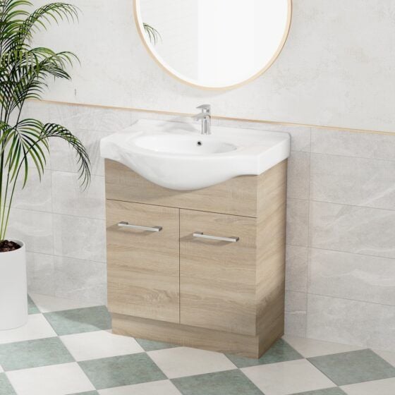Jessica Semi-Recessed PVC Vanity Unit 75cm R-Oak Jessica PVC Semi-Recessed 75cm R-Oak