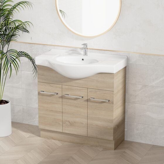 Jessica Semi-Recessed PVC Vanity Unit 90cm R-Oak Jessica PVC Semi-Recessed 90cm R-Oak