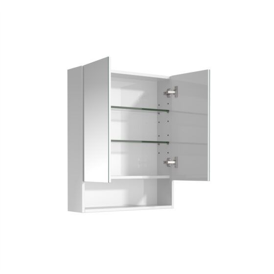 Cassie PVC Shaving Cabinet 600x750mm open view Cassie PVC Shaving Cabinet 600x750mm open view