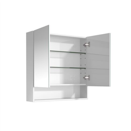 Cassie PVC Shaving Cabinet 750x750mm open view Cassie PVC Shaving Cabinet 750x750mm open view